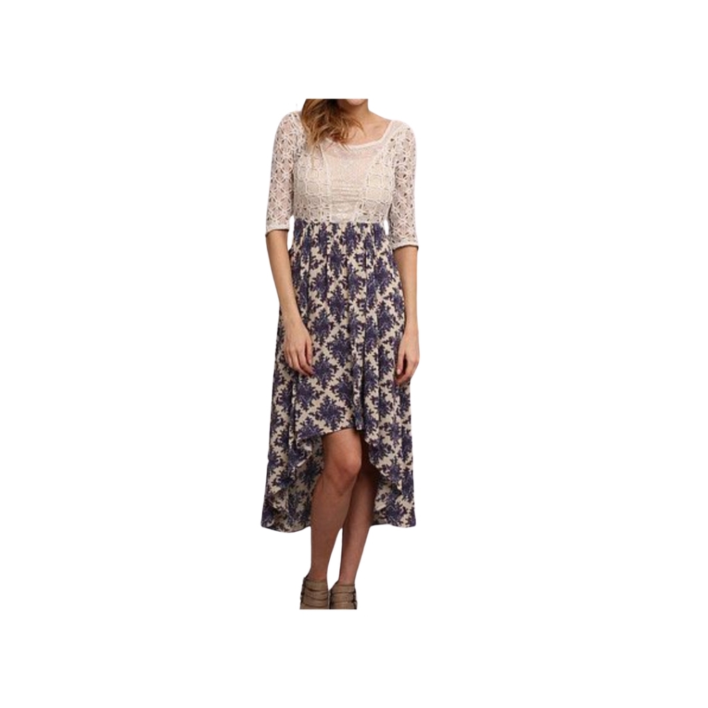 Free People Lonsome Dove Crochet High low dress Size 10 Medium